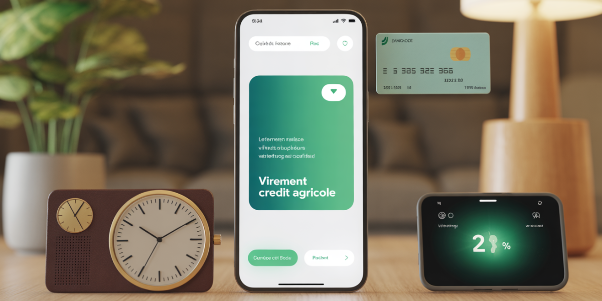 Virement Crédit Agricole notification reçue smartphone carte horloge